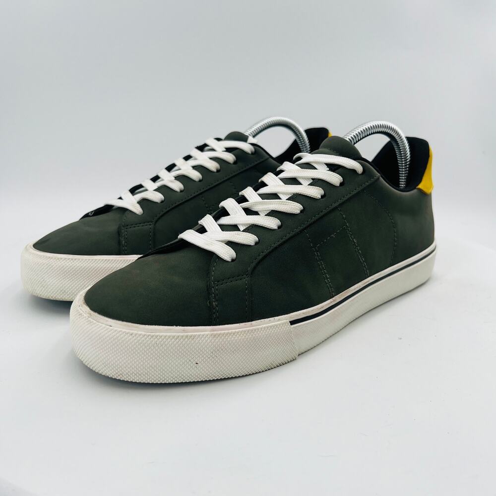Zara Men’s Contrast Colour Trainers Olive Green-Yellow Sneakers Size 8